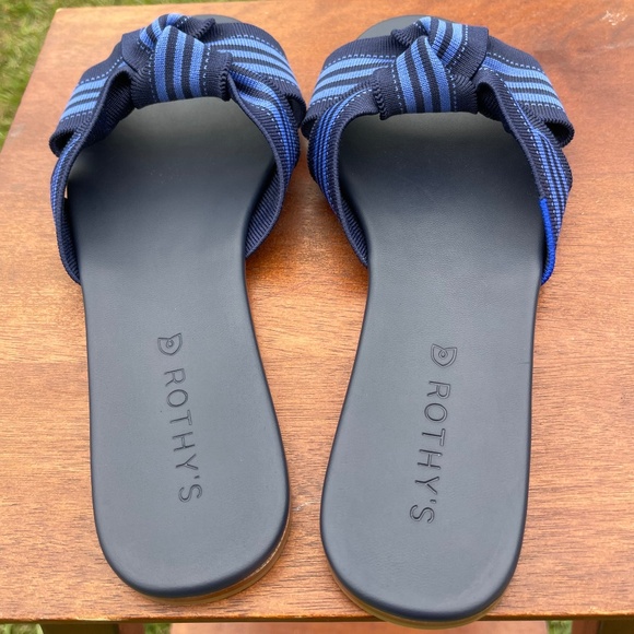 Rothy's The Knot Slide Sandals Size 8.5 Cobalt Blue - Picture 4 of 5